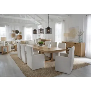 Escape Dining 84 Inch Rectangular Table with Console and 8 Caster Chairs