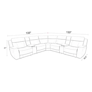 Calgary Stone 7 Piece Modular Reclining Sectional with Power Adjustable Headrests