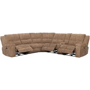 Bronco Plush Tobacco 6 Piece Modular Zero Gravity Power Reclining Sectional with Power Adjustable Headrests