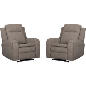 Armstrong Buffy Taupe Power Recliner with Heat Massage and Auto-Glide Two Pack