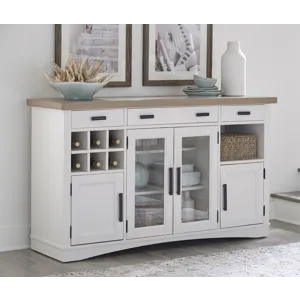 Americana Modern Dining 66 inch Buffet and Hutch with Quartz Insert