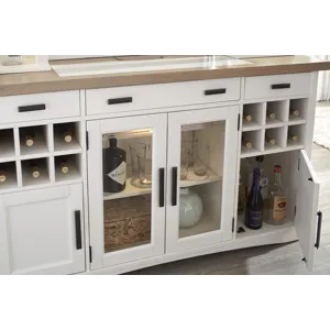Americana Modern Dining 66 inch Buffet and Hutch with Quartz Insert