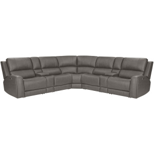 Belmont Autumn Fog 7 Piece Zero Gravity Power Reclining Sectional with Power Adjustable Headrests