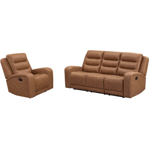 Napa Wrangler Clay Manual Triple Recline Sofa and Recliner