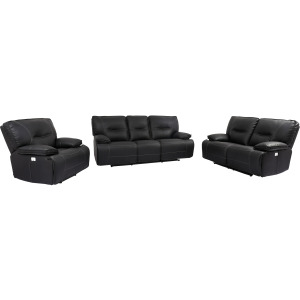 Spartacus Black Power Reclining Sofa Loveseat and Recliner