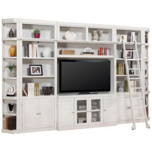 Boca 7 Piece Entertainment Wall with Corner Bookcases