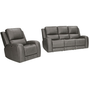 Belmont Autumn Fog Zero Gravity Power Reclining Sofa and Recliner