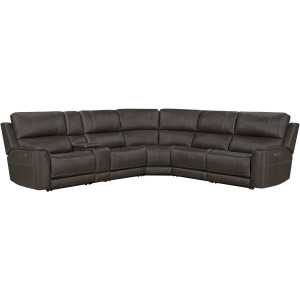 Easton Steamboat Brown 6 Piece Zero Gravity Power Reclining Sectional with Power Adjustable Headrests