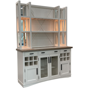 Americana Modern Dining 66 inch Buffet and Hutch with Quartz Insert