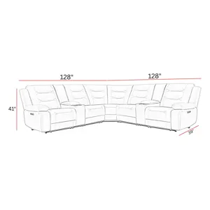 Caldwell Tahoe Fog 7 Piece Modular Power Reclining Sectional with Power Adjustable Headrests