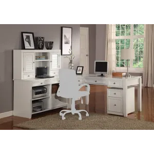 Boca L Shape Desk with File Credenza and Hutch