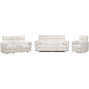 Radius Mega Ivory Power Reclining Sofa Loveseat and Recliner
