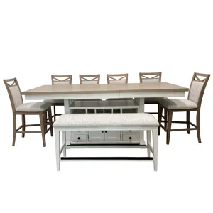 Americana Modern Dining 72 inch Island Counter Height Extendable Dining Table