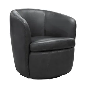 Barolo Vintage Slate 100% Italian Leather Swivel Club Chair Two Pack