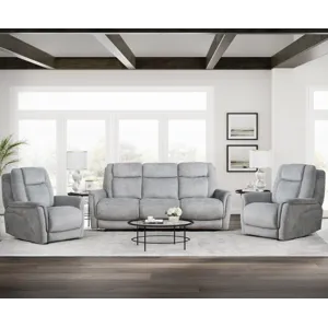 Linus Hudson Grey Power Reclining Sofa and Two Recliners