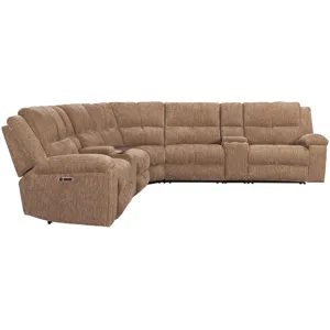 Bronco Plush Tobacco 7 Piece Modular Zero Gravity Power Reclining Sectional with Power Adjustable Headrests