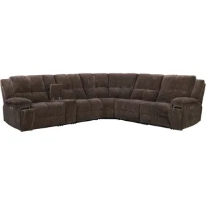 Bronco Plush Umber 6 Piece Modular Zero Gravity Power Reclining Sectional with Power Adjustable Headrests