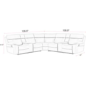 Theon Stokes Toffee 7 Piece Modular Manual Reclining Sectional and Entertainment Console