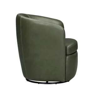 Barolo Lyric Sage 100% Italian Leather Swivel Club Chair Two Pack