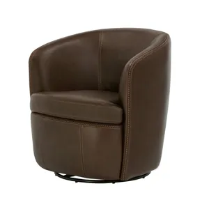 Barolo Vintage Brown 100% Italian Leather Swivel Club Chair Two Pack