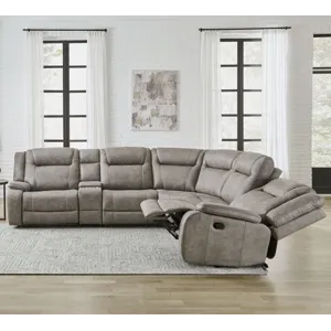 Blake Desert Taupe 6 Piece Modular Reclining Sectional and Entertainment Console