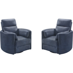 Radius Vintage Navy Swivel Power Glider Recliner Two Pack