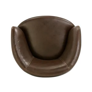Barolo Vintage Brown 100% Italian Leather Swivel Club Chair Two Pack