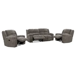 Buster Cabot Stone Manual Glider Reclining Sofa and Two Recliners