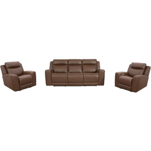 Calgary Autumn Umber Power Reclining Sofa and 2 Recliners
