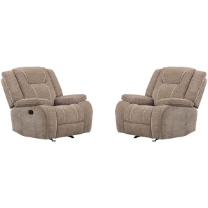 Bruno Plush Tobacco Manual Glider Recliner Two Pack