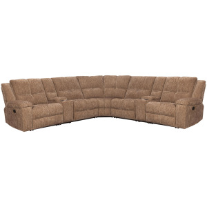 Bronco Plush Tobacco 7 Piece Modular Manual Reclining Sectional