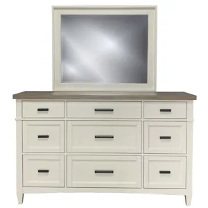 Americana Modern Bedroom King Platform Bed 2 Nightstands and Dresser with Mirror
