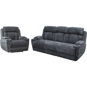 Dalton Lucky Charcoal Power Reclining Sofa and Recliner