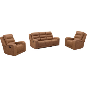 Napa Wrangler Clay Manual Triple Recline Sofa and Two Recliners