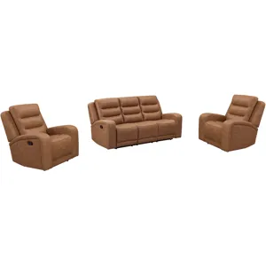Napa Wrangler Clay Manual Triple Recline Sofa and Two Recliners