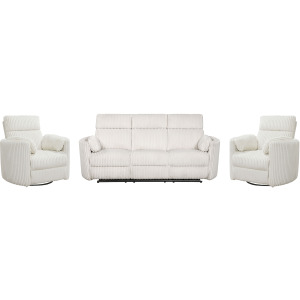 Radius Mega Ivory Power Reclining Sofa and Two Recliners