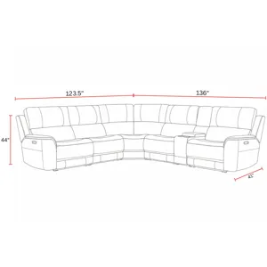 Easton Steamboat Quartz 6 Piece Zero Gravity Power Reclining Sectional with Power Adjustable Headres