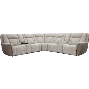 Ian Luxe Mocha 7 Piece Modular Zero Gravity Power Reclining Sectional