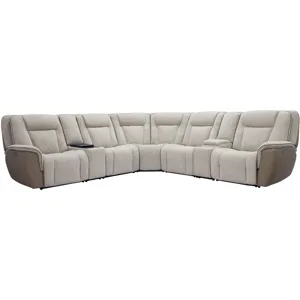 Ian Luxe Mocha 7 Piece Modular Zero Gravity Power Reclining Sectional