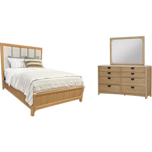Escape Bedroom Queen Panel Bed with Dresser and Mirror