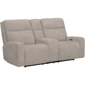 Traxton Jasper Taupe Power Zero Gravity Tilt Console Loveseat P3