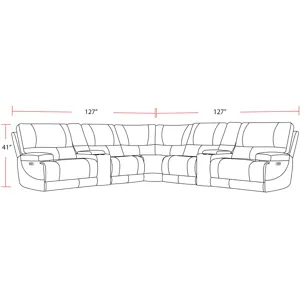 Whitman Verona Linen - Powered By Freemotion 7 Piece Modular Power Reclining Sectional with Power Ad