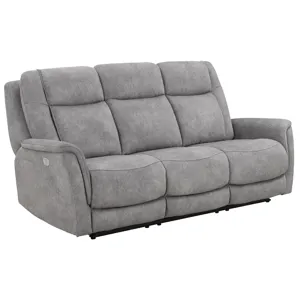 Linus Hudson Grey Power Reclining Sofa and Two Recliners