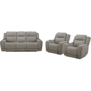 Penfield Frappe Power Reclining Sofa and Two Recliners