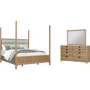 Escape Bedroom King Poster Bed with Dresser and Mirror