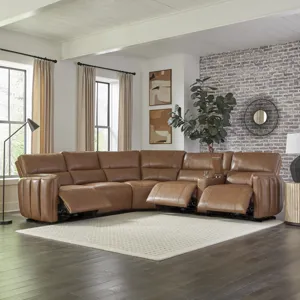 Modesto Sable 6 Piece Modular Power Reclining Sectional with Power Adjustable Headrests