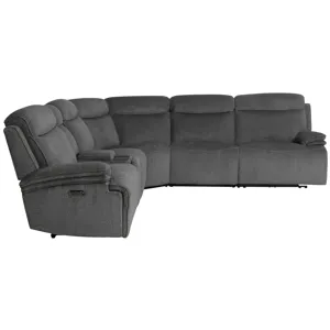 Alpine Airy Midnight 6 Piece Zero Gravity Power Reclining Sectional with Power Adjustable Headrests