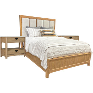 Escape Bedroom King Panel Bed with 2 Nightstands