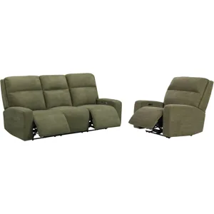Traxton Jasper Moss Power Zero Gravity Sofa and Recliner