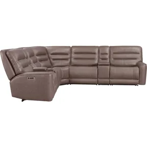 Lawson Sydney Brunette 7 Piece Modular Zero Gravity Power Reclining Sectional with Adjustable Headrests